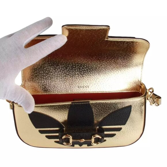 Gucci - Adidas X Small Horsebit Shoulder Bag In Gold - Shoulder bag - Picture 10 of 15